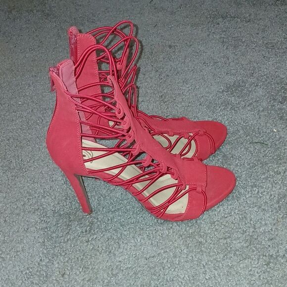 Derek Heart red sexy cutout pole party heels  Sz 9 - Picture 5 of 7